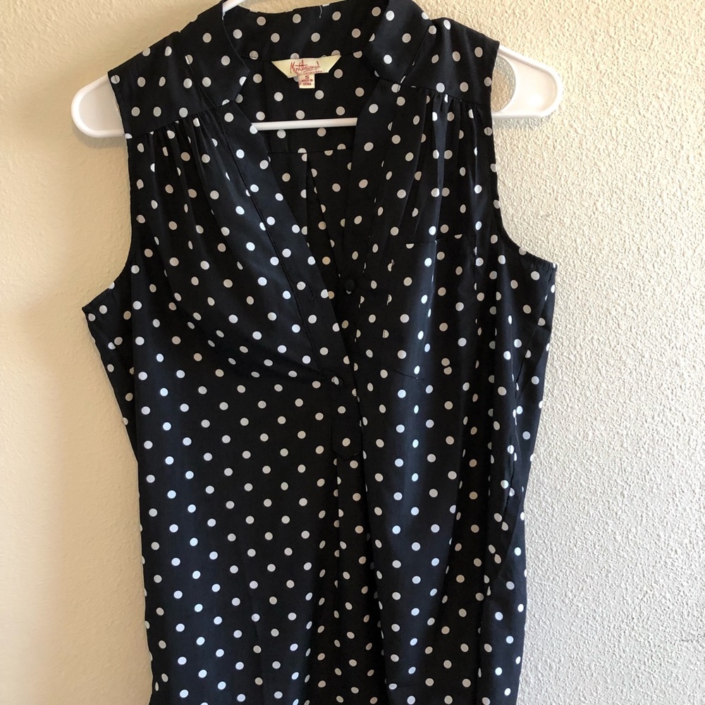Sleeveless polka dot blouse